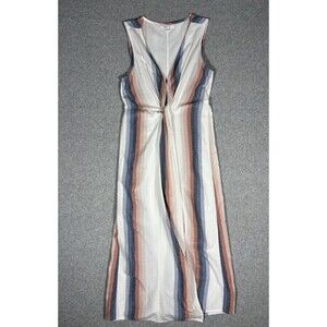 O'Neill Winter White Striped Flint Sleeveless Flowy Midi Dress Size Medium